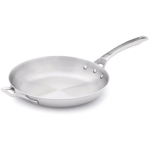 10 Calphalon 1948246 Signature Stainless Steel Covered Skillet Silver 